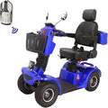 Secure Foldable 4-Wheel Mobility Scooter with Charger & USB Ports, Blue, 350 Lb Limit
