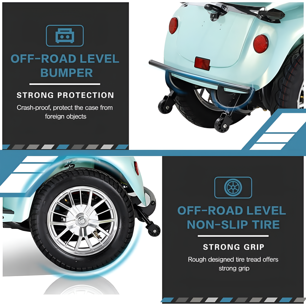 Mobility Scooter with Adjustable Seat & Storage Box, 4-Wheel, 800W Green